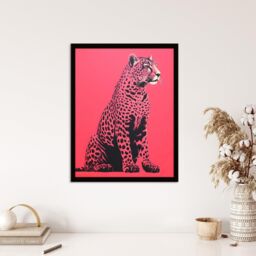 Wee Blue Coo Wall Art Print Watermelon Pink Cheetah Animal Bold Living Room Framed - Size: A4 - thumbnail 4