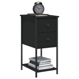 Berkfield Home Bedside Cabinet Black 32x42x70 cm Engineered Wood - Size: 32 x 42 x 70 cm - thumbnail 3