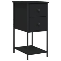 Berkfield Home Bedside Cabinet Black 32x42x70 cm Engineered Wood - Size: 32 x 42 x 70 cm - thumbnail 2