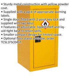 Loops Hazardous Substance Cabinet - 460 x 460 x 900mm - Single Door - 2-Point Key Lock - thumbnail 2