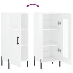 Berkfield Home Sideboard High Gloss White 34.5x34x90 cm Engineered Wood - thumbnail 9