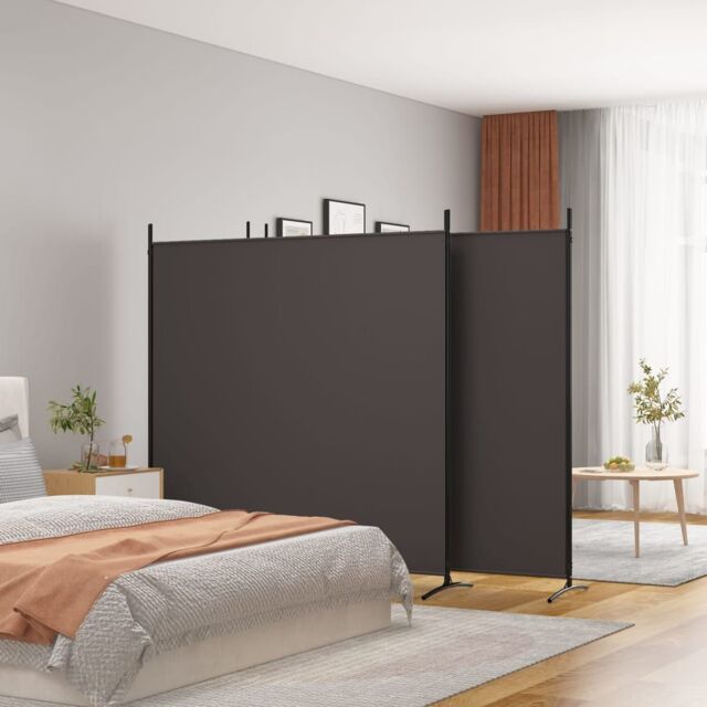 Berkfield Home 4-Panel Room Divider Brown 698x180 cm Fabric - image 1