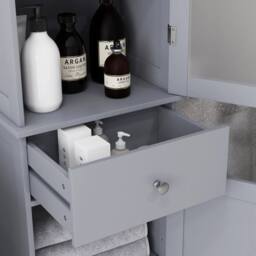 Havendro Storage Cabinet Organizer Tower with Shelves & Drawer, Grey - thumbnail 6