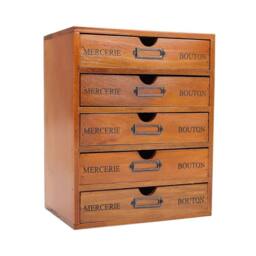 Kelvenix Vintage Chest of 5 Drawers Wooden Organiser Home Office in Brown - Size: 1000L