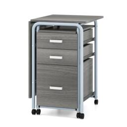 Costway Folding Computer Desk Wheeled Home Office Workstation W/ 3 Drawers in Grey - thumbnail 1