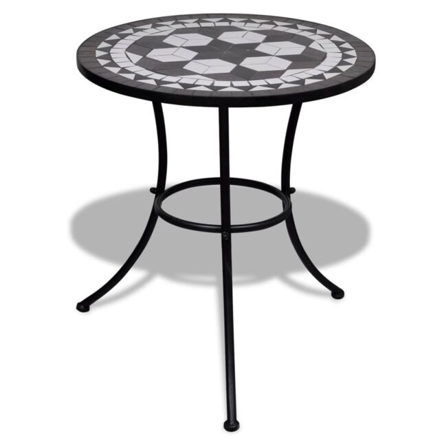 Berkfield Home Bistro Table Black & White 60 cm Mosaic - image 1