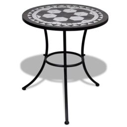 Berkfield Home Bistro Table Black & White 60 cm Mosaic - thumbnail 1