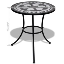 Berkfield Home Bistro Table Black & White 60 cm Mosaic - thumbnail 5