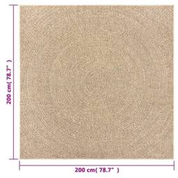 Berkfield Home Rug ZIZUR 200x200 cm Jute Look Indoor & Outdoor in Light Brown - Size: Medium - thumbnail 8