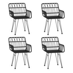 Berkfield Home Beautiful 5 Piece Garden Dining Set Black Poly Rattan - thumbnail 4