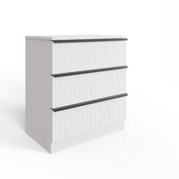 FWStyle White 3 Drawer Chest Of Drawers Scalloped Ripple Effect - thumbnail 1