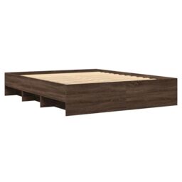 Berkfield Home Bed Frame without Mattress Brown Oak 150x200 cm King Size Engineered Wood - thumbnail 4