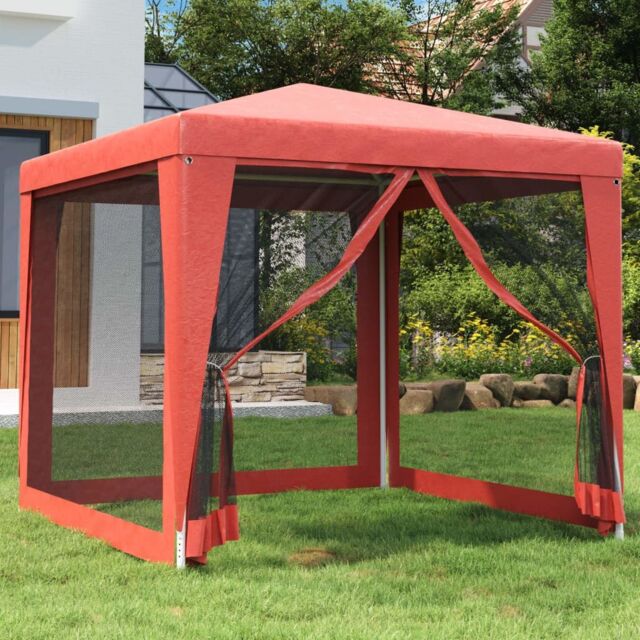 Berkfield Home Party Tent with 4 Mesh Sidewalls Red 2.5x2.5 m HDPE - image 1