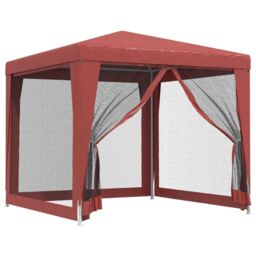 Berkfield Home Party Tent with 4 Mesh Sidewalls Red 2.5x2.5 m HDPE - thumbnail 2