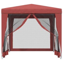 Berkfield Home Party Tent with 4 Mesh Sidewalls Red 2.5x2.5 m HDPE - thumbnail 3
