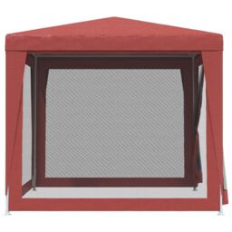 Berkfield Home Party Tent with 4 Mesh Sidewalls Red 2.5x2.5 m HDPE - thumbnail 4