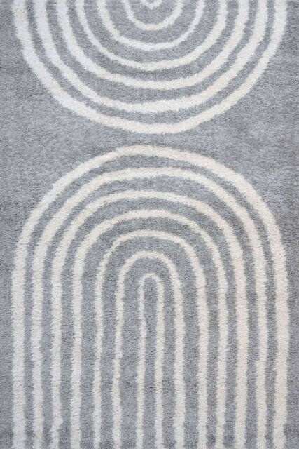 THE RUGS Moodi Rainbow Design Shaggy Soft High Pile Living Room Rug Runner in Grey - Size: 80 cm x 150 cm - image 1