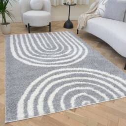 THE RUGS Moodi Rainbow Design Shaggy Soft High Pile Living Room Rug Runner in Grey - Size: 80 cm x 150 cm - thumbnail 7