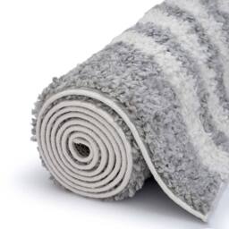 THE RUGS Moodi Rainbow Design Shaggy Soft High Pile Living Room Rug Runner in Grey - Size: 80 cm x 150 cm - thumbnail 6