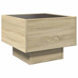 Berkfield Home Bedside Table with Infinity LED Sonoma Oak 40x40x30 cm in Natural - Size: 40 x 40 x 30 cm - thumbnail 8