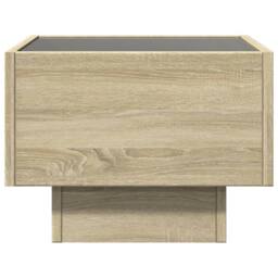 Berkfield Home Bedside Table with Infinity LED Sonoma Oak 40x40x30 cm in Natural - Size: 40 x 40 x 30 cm - thumbnail 6