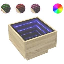 Berkfield Home Bedside Table with Infinity LED Sonoma Oak 40x40x30 cm in Natural - Size: 40 x 40 x 30 cm - thumbnail 1
