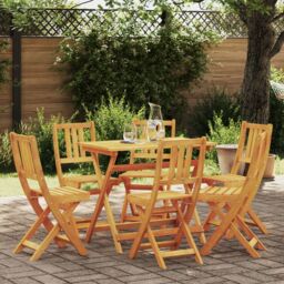 Berkfield Home Folding Garden Chairs 6 pcs 36x46x86 cm Solid Wood Acacia in Brown - Size: 36 x 46 x 86 cm - thumbnail 1