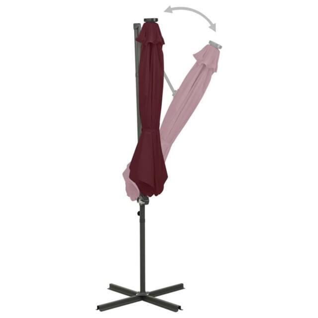 Berkfield Home Durable Cantilever Umbrella with Pole & LED Lights Bordeaux Red - image 1