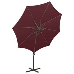 Berkfield Home Durable Cantilever Umbrella with Pole & LED Lights Bordeaux Red - thumbnail 4