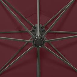 Berkfield Home Durable Cantilever Umbrella with Pole & LED Lights Bordeaux Red - thumbnail 8