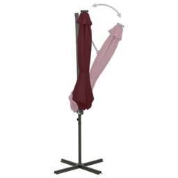 Berkfield Home Durable Cantilever Umbrella with Pole & LED Lights Bordeaux Red - thumbnail 1