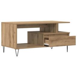 Berkfield Home Coffee Table Artisan Oak 90x49x45 cm Engineered Wood in Brown - Size: 90 x 49 x 45 cm - thumbnail 4