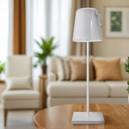Happy Homewares Tall Modern White LED Colour Changing Rechargeable Touch Table Lamp - thumbnail 6