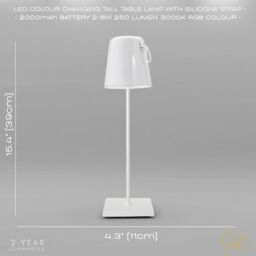 Happy Homewares Tall Modern White LED Colour Changing Rechargeable Touch Table Lamp - thumbnail 7