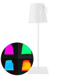 Happy Homewares Tall Modern White LED Colour Changing Rechargeable Touch Table Lamp - thumbnail 2