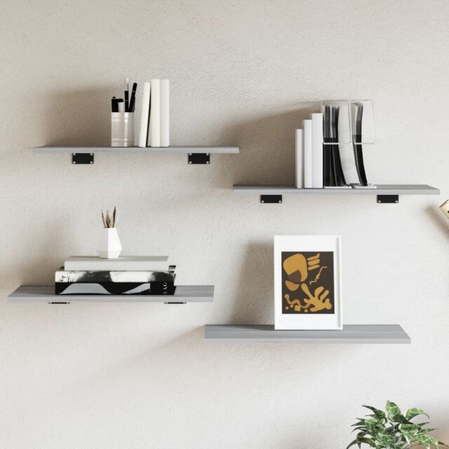 Berkfield Home Wall Shelves 4 pcs Grey Sonoma 60x30x1.5 cm Engineered Wood - image 1