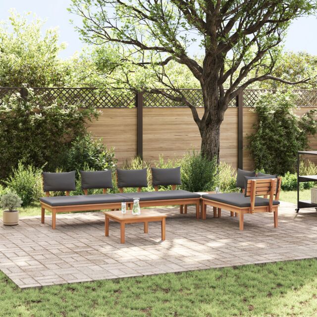Berkfield Home 5 Piece Garden Dining Set with Cushions - Solid Teak Wood in Brown - image 1