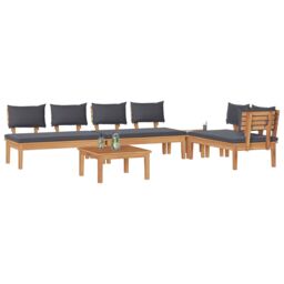 Berkfield Home 5 Piece Garden Dining Set with Cushions - Solid Teak Wood in Brown - thumbnail 3