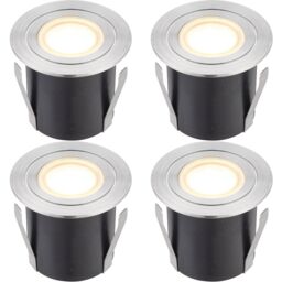 Loops 4 PACK Recessed IP67 Guide Light - 1.2W Warm White LED - Stainless Steel in Metallics