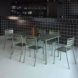 sweeek 6-seater metal garden table with 2 armchairs & 4 chairs in Khaki - thumbnail 5