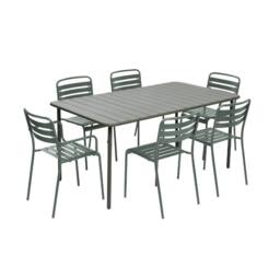 sweeek 6-seater metal garden table with 2 armchairs & 4 chairs in Khaki - thumbnail 2