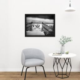 "Artery8 Wall Art Print Sargent WWII War US Soldiers Into Jaws Death D-day 1944 Photo Large Framed Wall Décor Art in White - Size: W18"" x H24""" - thumbnail 2