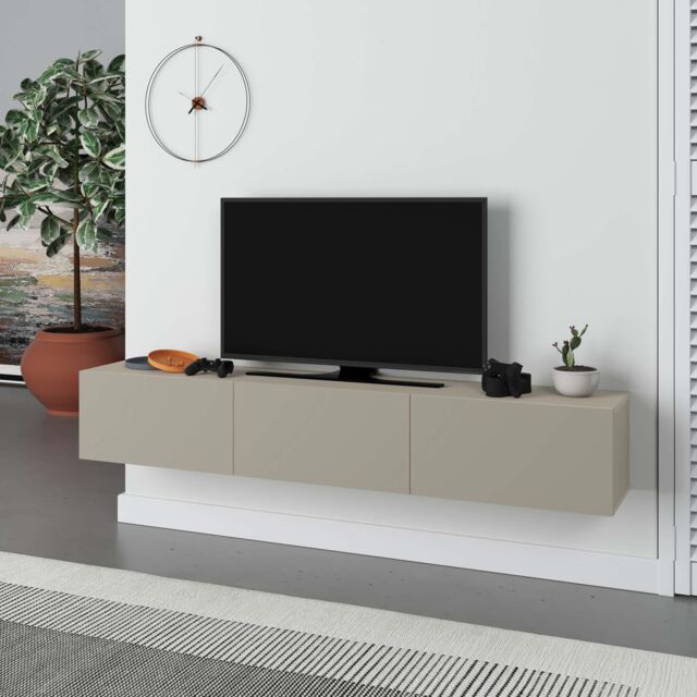 Decortie 'Francy' Wall Mounted Floating TV Unit 180cm for 55 Inch TVs in Beige - Size: 2 Pack - image 1
