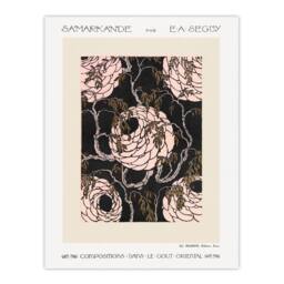 "Artery8 Vintage Art Deco Flower Pattern Vintage Wall Art Print Seguy in Beige - Size: W12"" x H16""" - thumbnail 1