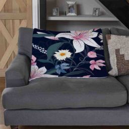 Benjamin Tate Design Tropical White & Pink Flowers Blanket in Natural - Size: 120 cm x 150 cm - thumbnail 2