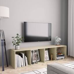 Berkfield Home Book Cabinet/TV Cabinet Sonoma Oak 143x30x36 cm in Light Brown - Size: 143 x 30 x 36 cm - thumbnail 2