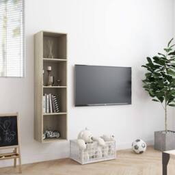 Berkfield Home Book Cabinet/TV Cabinet Sonoma Oak 143x30x36 cm in Light Brown - Size: 143 x 30 x 36 cm - thumbnail 3