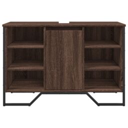 Berkfield Home Bathroom Sink Cabinet Brown Oak 91x35x60 cm Engineered Wood - Size: 91 x 35 x 60 cm - thumbnail 4
