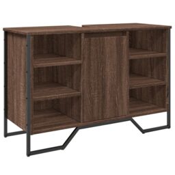 Berkfield Home Bathroom Sink Cabinet Brown Oak 91x35x60 cm Engineered Wood - Size: 91 x 35 x 60 cm - thumbnail 2
