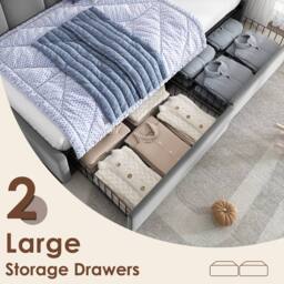 Matteo Grey Velvet Upholstered Bed for Kids Daybed with Drawer Storage - Size: Single - thumbnail 4